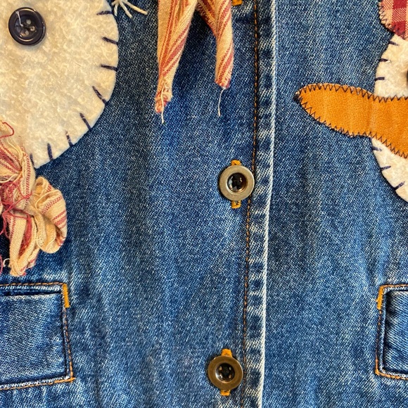 Vintage Snowman Denim Vest Cottage Core Christmas Outfit - Picture 5 of 7